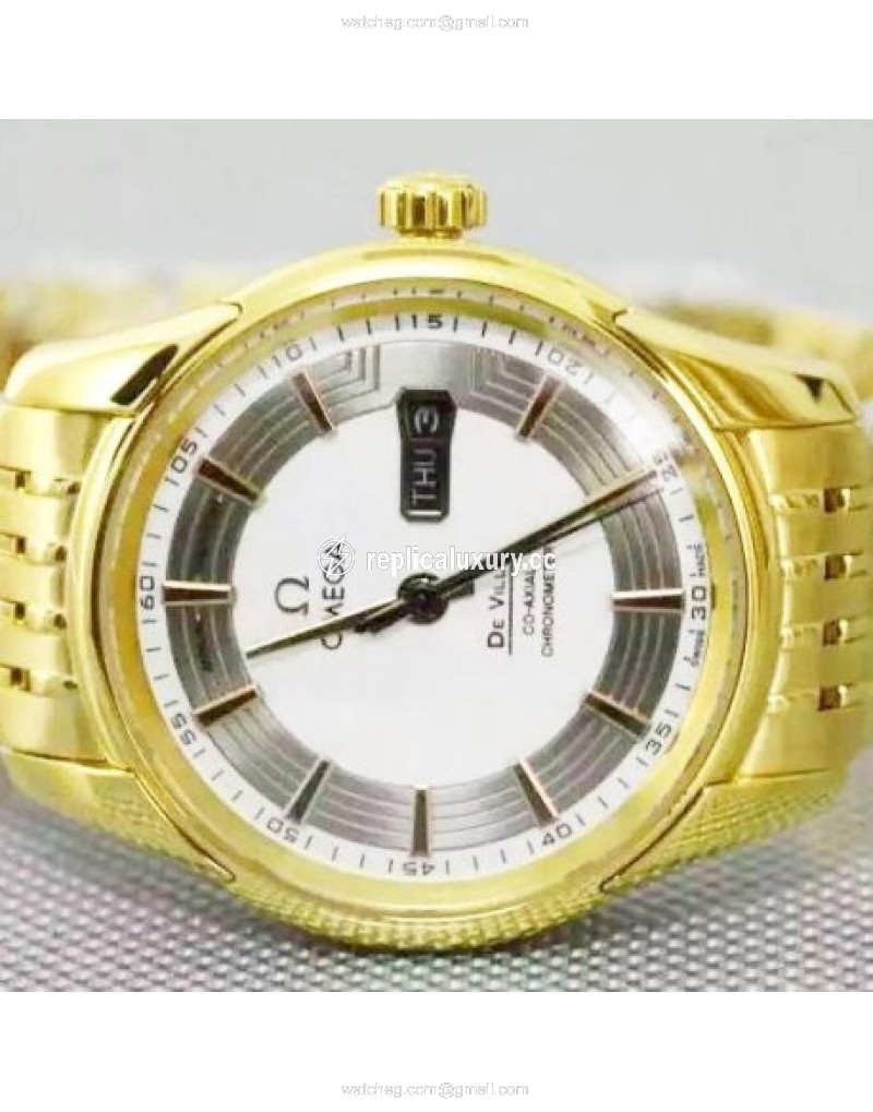 Omega De Ville Hour Vision Yellow Gold White 