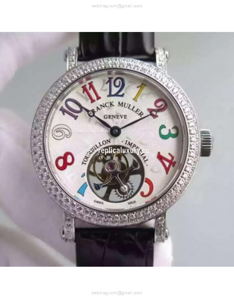Franck Muller Color Dreams Tourbillon Imperial Stainless Steel & Diamonds White Arabian Numbers 