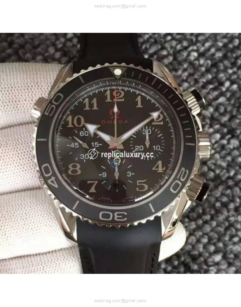 Omega Seamaster Planet Ocean Chronograph Olympics Stainless Steel Black 