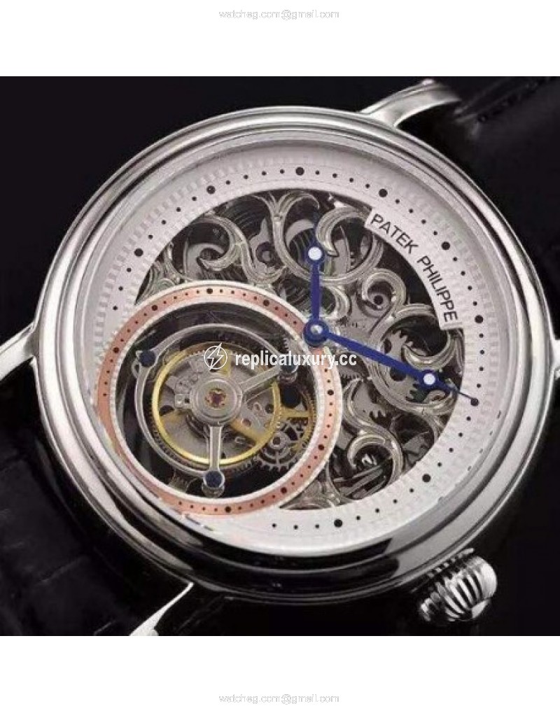 Patek Philippe Tourbillon Stainless Steel Skeleton & White 