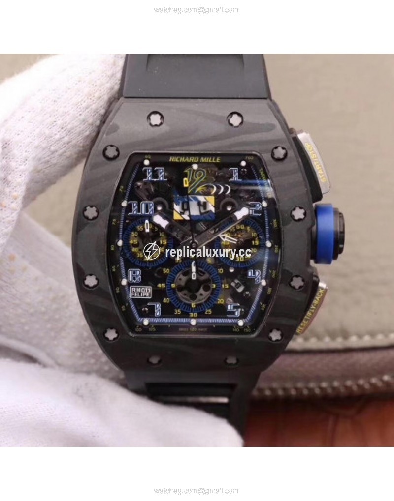 Richard Mille RM011 Felipe Massa Chronograph KV Forged Carbon Skeleton 