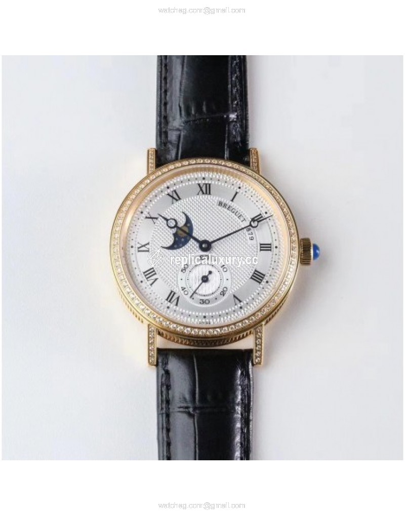 Breguet Classique Moonphase 4396 GXG Yellow Gold & Diamond Silver 