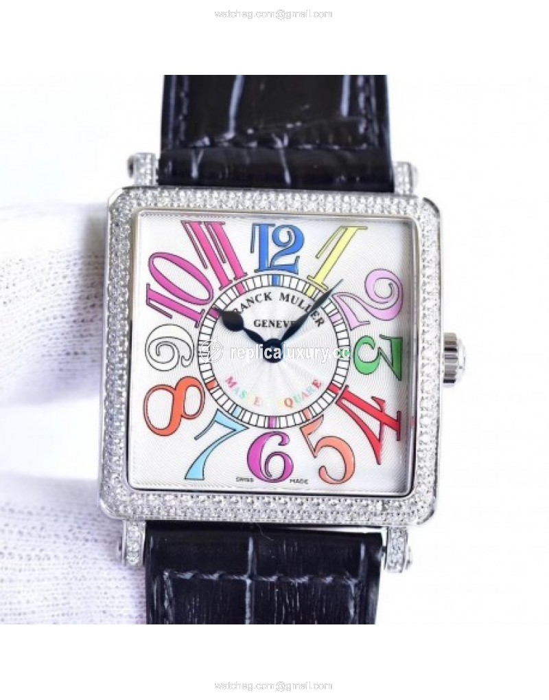Franck Muller Master Square Ladies 6002 M QZ D GF Stainless Steel & Diamonds White 