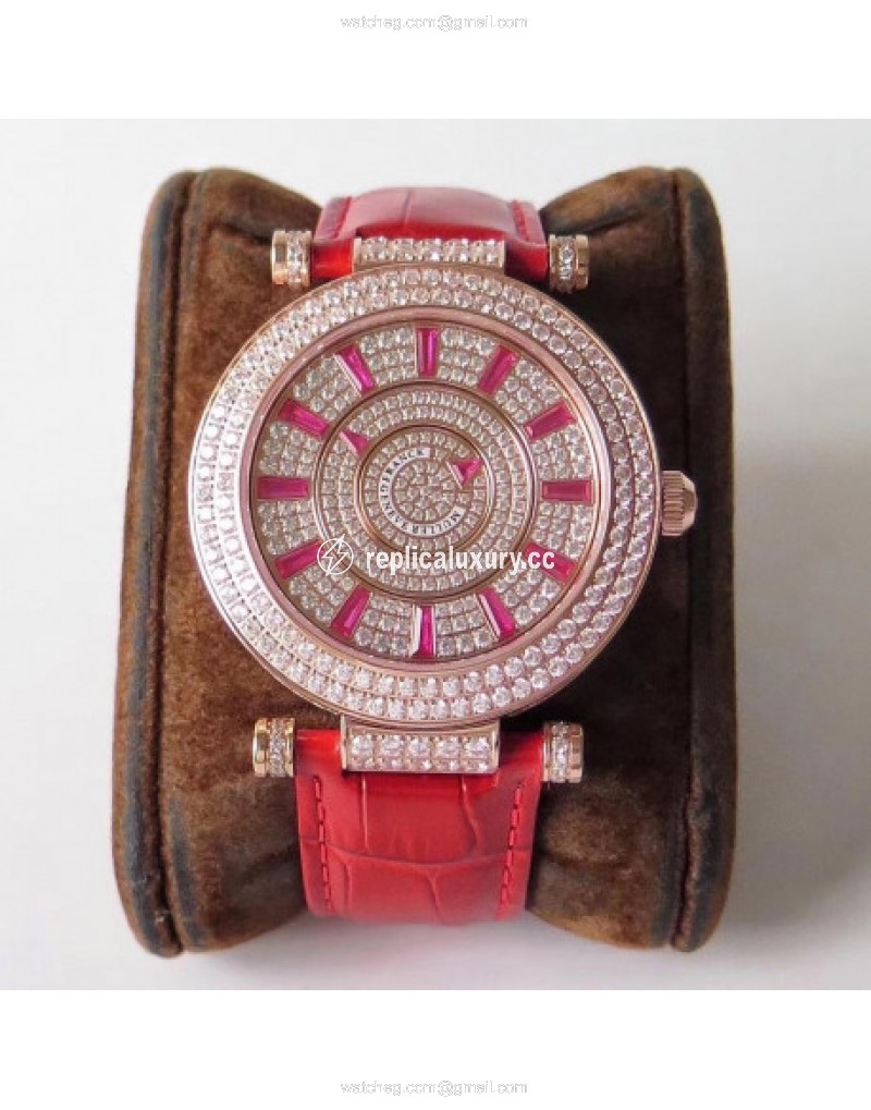 Franck Muller Round Double Mystery Baguette Cut Diamond 42 DM D 2R CD GS Rose Gold & Diamonds Diamond 