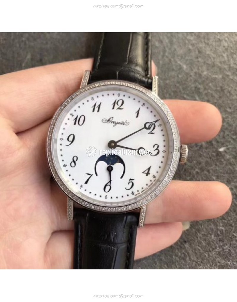 Breguet Classique Moonphase 9088BB/29/964/DD0D Noob Stainless Steel & Diamonds White 