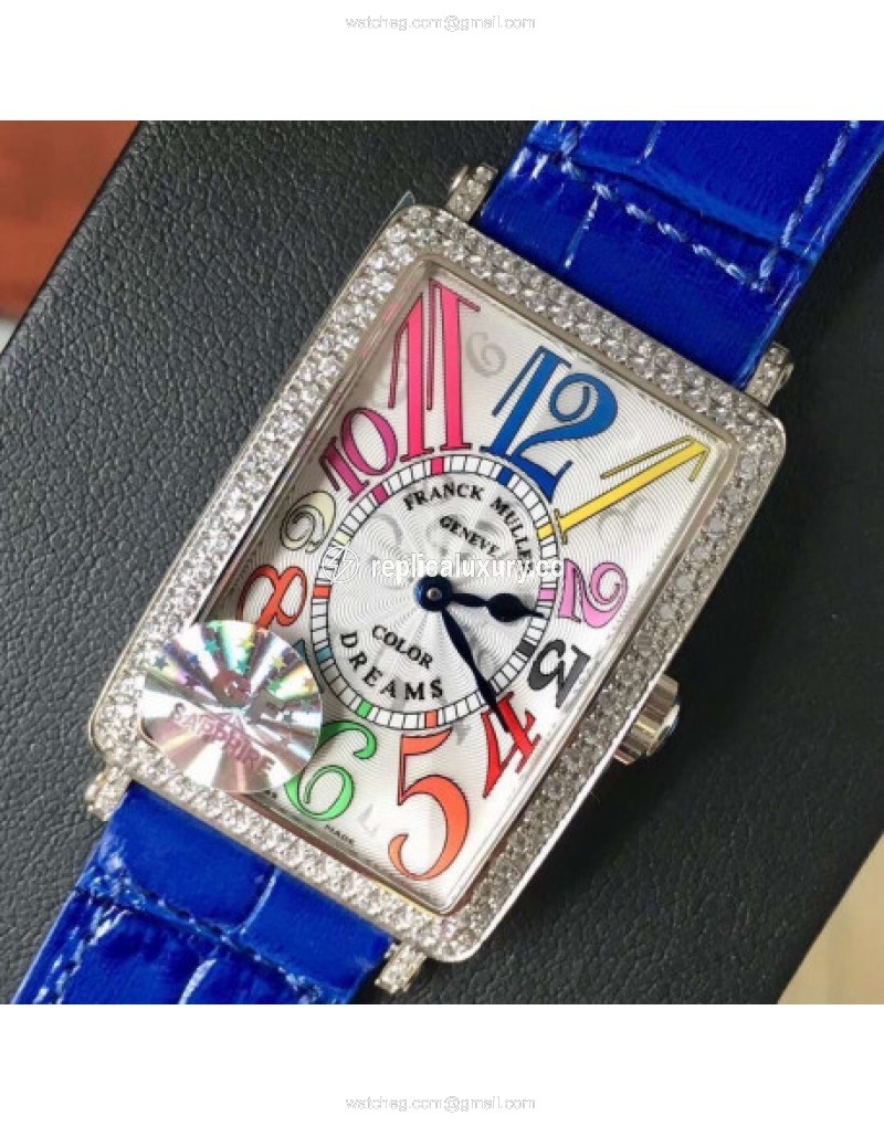 Franck Muller Ladies Long Island Color Dreams 1200 CH COL DRM D GF Stainless Steel & Diamonds Silver 