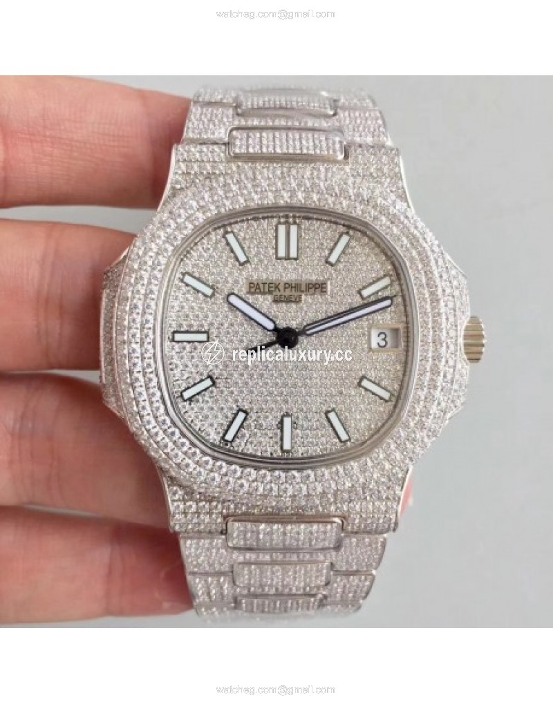 Patek Philippe Nautilus Jumbo 5719/10G-010 2018 Noob Stainless Steel & Diamonds Diamond 
