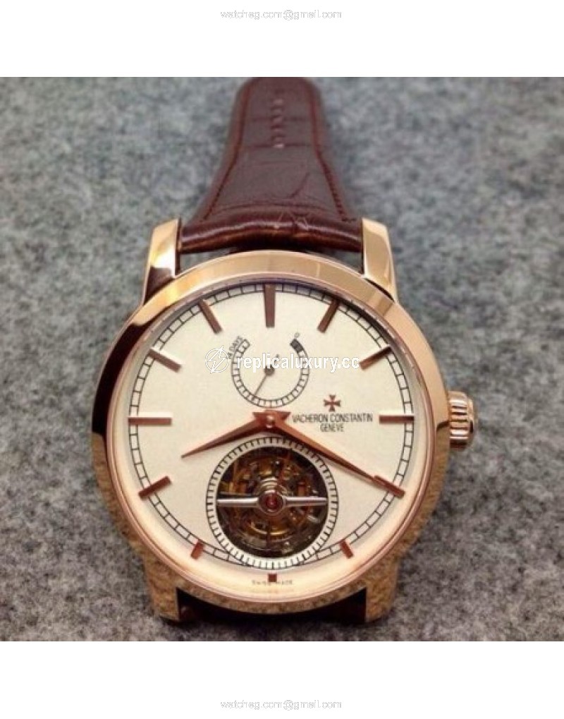 Vacheron Constantin Patrimony Tourbillon Rose Gold White 