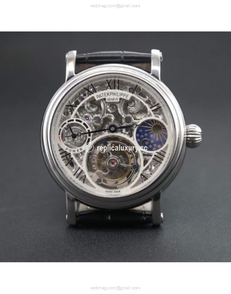 Patek Philippe Tourbillon Moonphase Power Reserve Stainless Steel Skeleton 