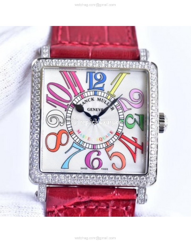 Franck Muller Master Square Ladies 6002 M QZ D GF Stainless Steel & Diamonds White 