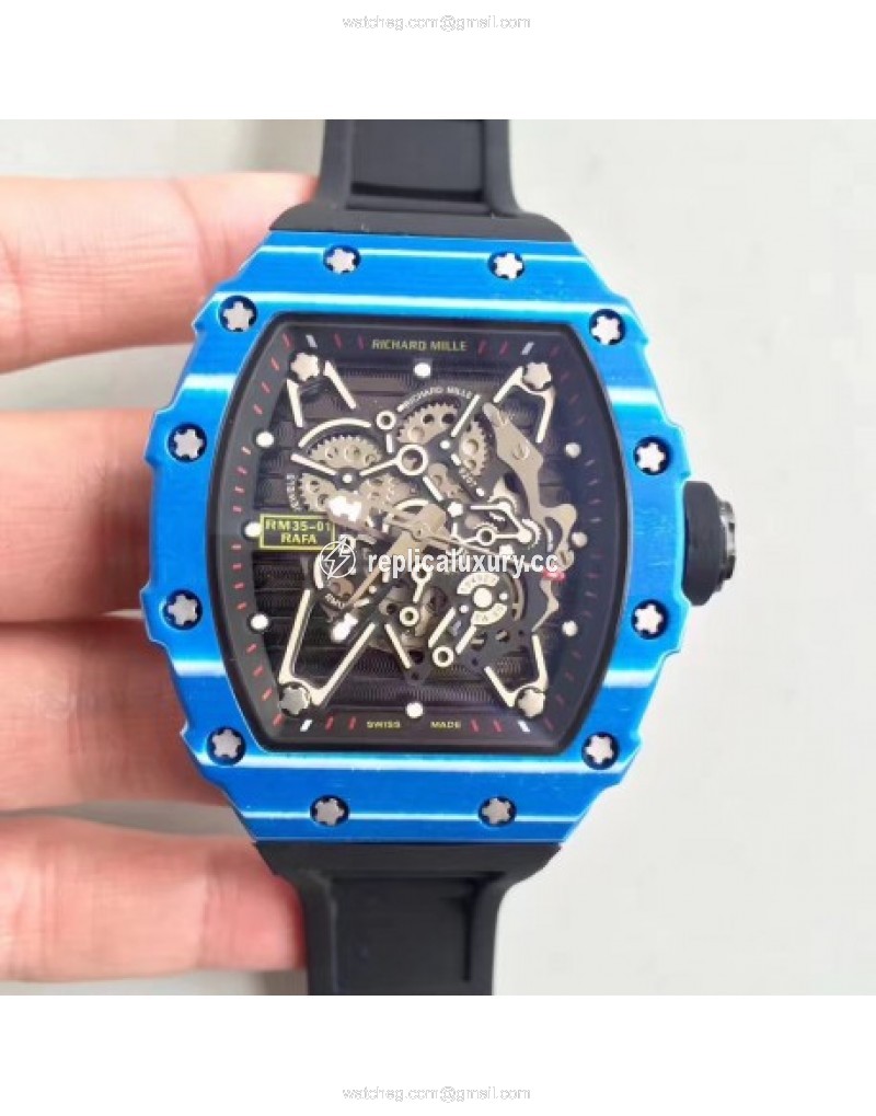 Richard Mille RM35-01 Rafael Nadal KV Blue Forged Carbon Black & Skeleton 