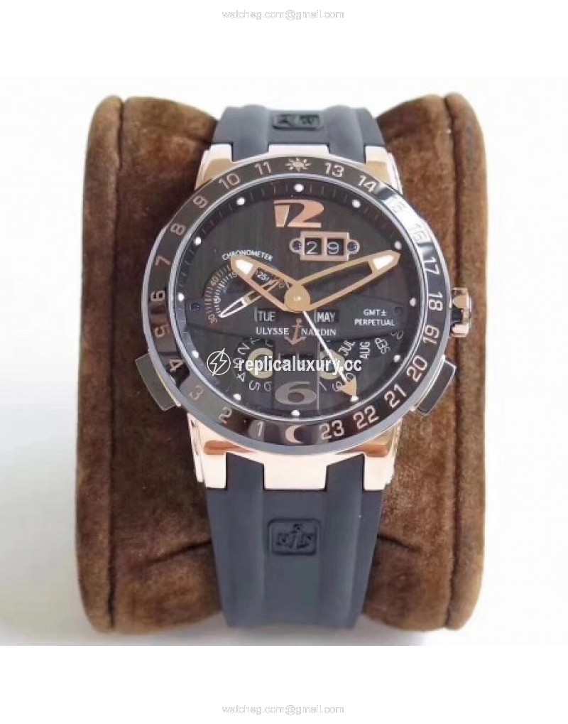 Ulysse Nardin El Toro GMT +/- Perpetual Calendar 326-03-3 TWA Rose Gold Black 