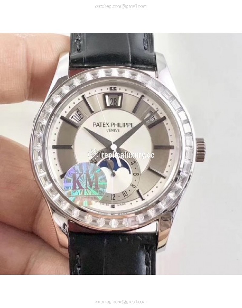 Patek Philippe Annual Calendar 5205G-001 KM Stainless Steel & Diamonds White & Rhodium 