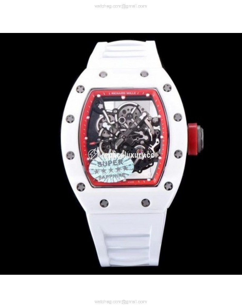 Richard Mille RM055 KV V2 White Ceramic Red Skeleton 