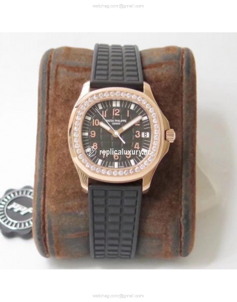 Patek Philippe Aquanaut Luce Ladies 5068R PP Rose Gold & Diamonds Black 