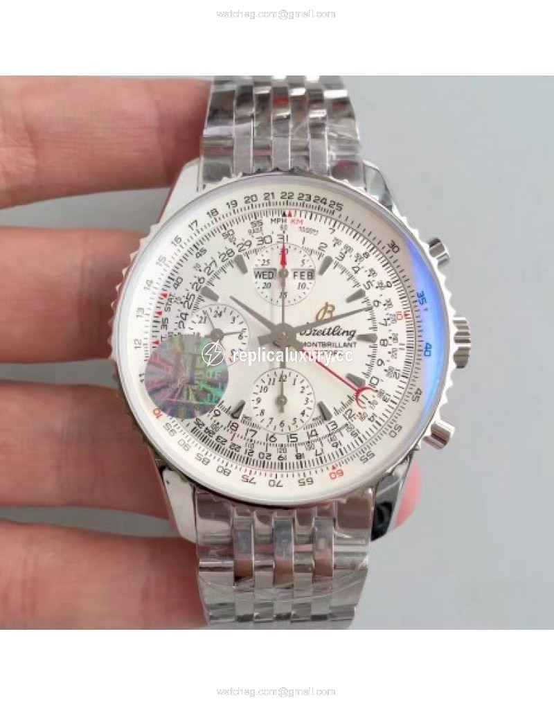 Breitling Navitimer Montbrillant Datora A21330 JF Stainless Steel White 