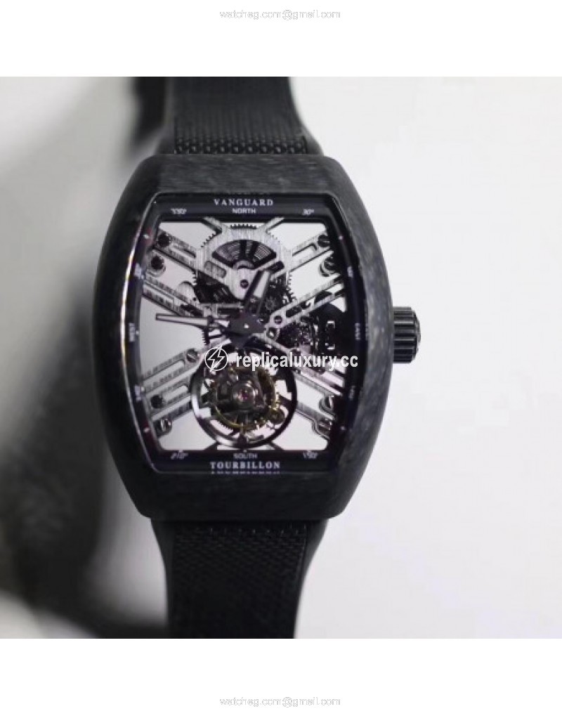Franck Muller Vanguard Skeleton V 45 S6 SQT CARBONE NR Noob Carbon Fiber Skeleton 