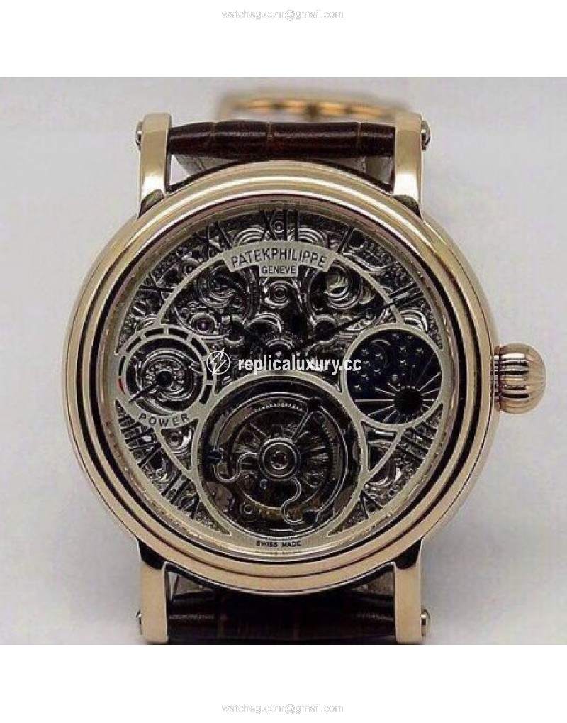 Patek Philippe Tourbillon Moonphase Power Reserve Rose Gold Skeleton 