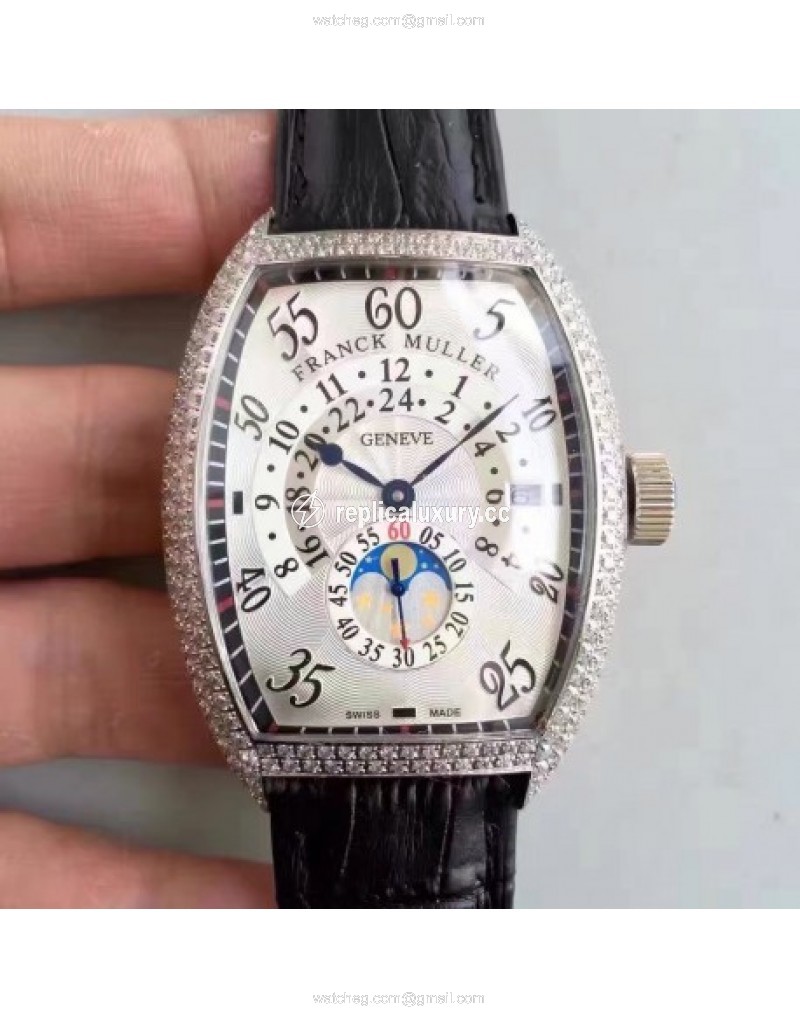 Franck Muller Cintree Curvex FM 7880 Stainless Steel & Diamonds White 