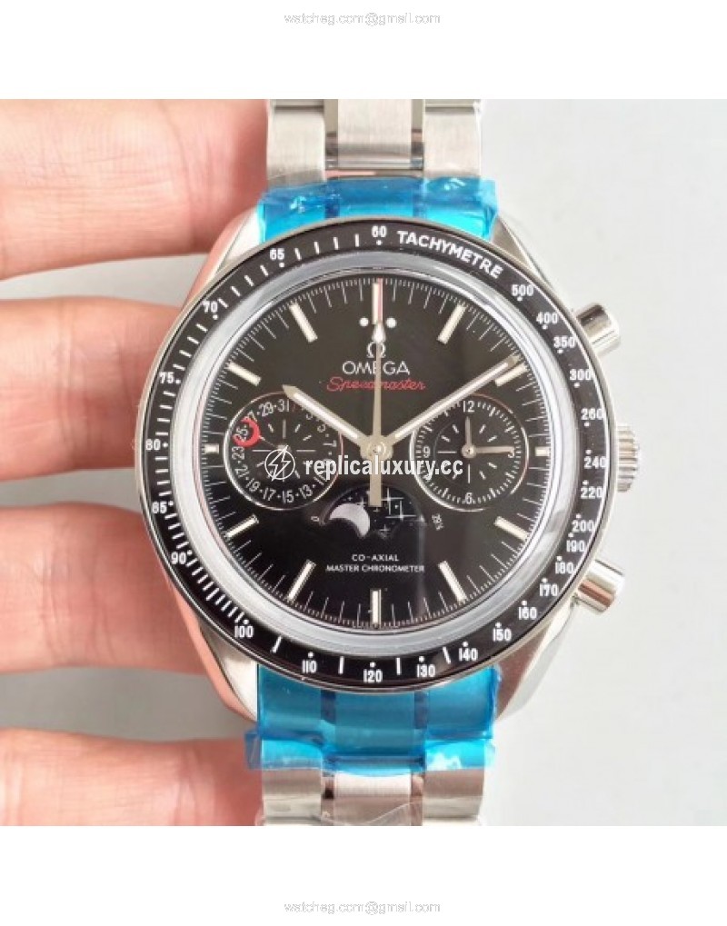 Omega Speedmaster Moonwatch Moonphase Chronograph 304.30.44.52.01.001 BF Stainless Steel Black 
