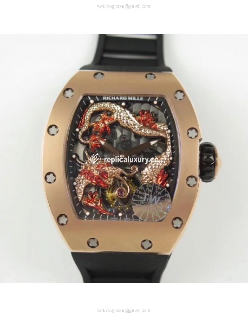 Richard Mille RM057 Tourbillon Dragon Jackie Chan TW Rose Gold Black & Rose Gold Skeleton 