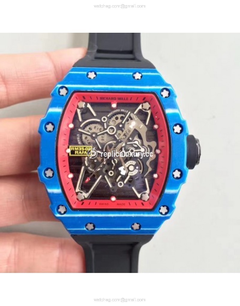 Richard Mille RM35-01 Rafael Nadal KV Blue Forged Carbon Red & Skeleton 