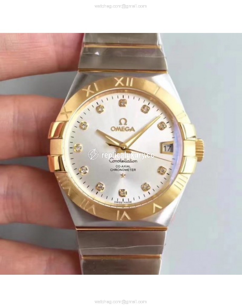 Omega Constellation 123.20.38.21.52.002 38MM SSS Stainless Steel & Yellow Gold Rhodium 