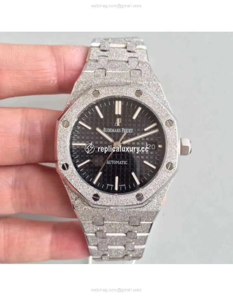 Audemars Piguet Royal Oak Frosted Gold 37MM 15454 JH Stainless Steel Black 