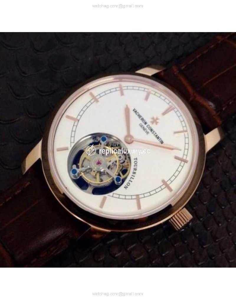 Vacheron Constantin Patrimony Tourbillon Rose Gold White 