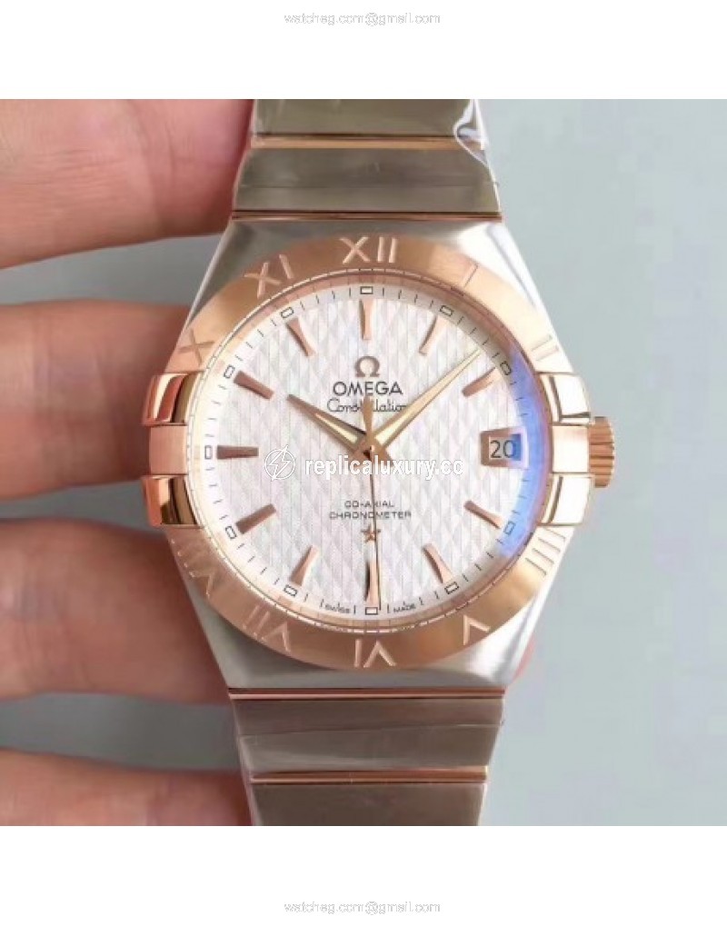 Omega Constellation 123.20.38.21.02.008 38MM SSS Stainless Steel & Rose Gold White 