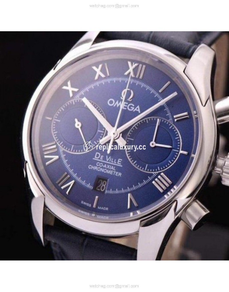 Omega De Ville 42MM Chronograph Stainless Steel Blue 