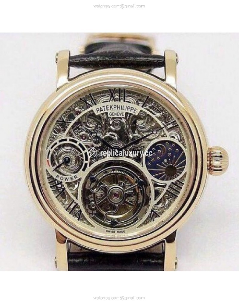 Patek Philippe Tourbillon Moonphase Power Reserve Rose Gold Diamonds 