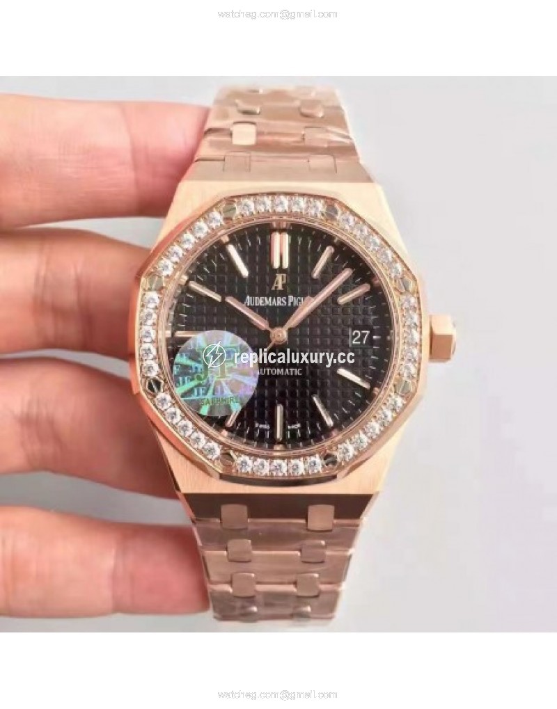 Audemars Piguet Royal Oak 15450 JF Rose Gold & Diamonds Black 