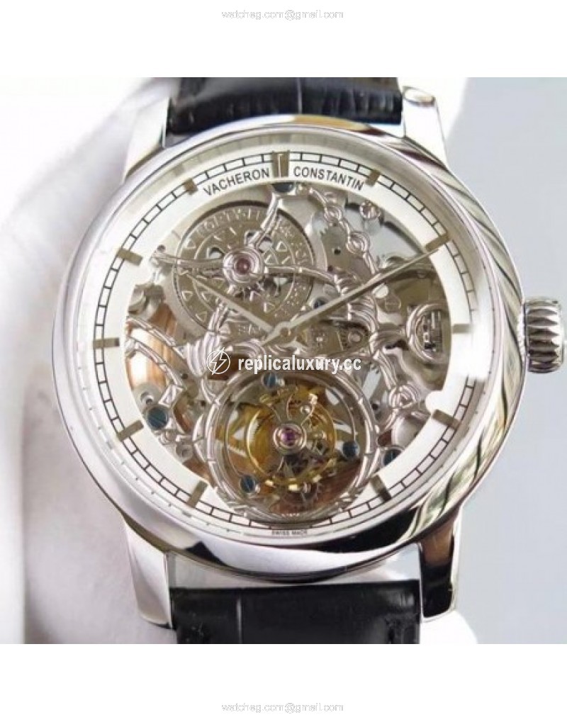 Vacheron Constantin Patrimony Tourbillon Stainless Steel Skeleton & White 