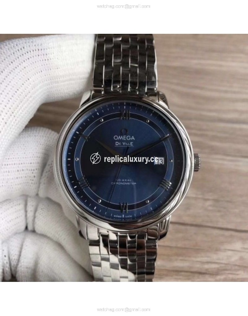 Omega De Ville Prestige Co-Axial 39.5MM 424.10.40.20.03.002 GP V2 Stainless Steel Blue 