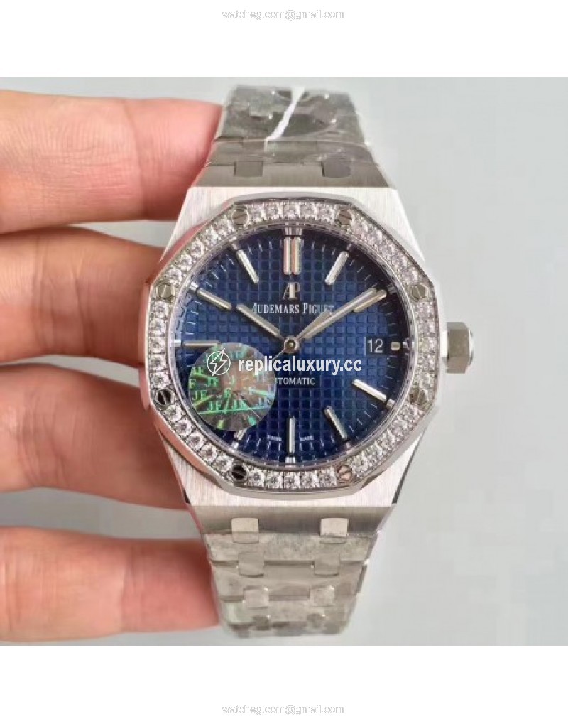 Audemars Piguet Royal Oak 15450 JF Stainless Steel & Diamonds Blue 