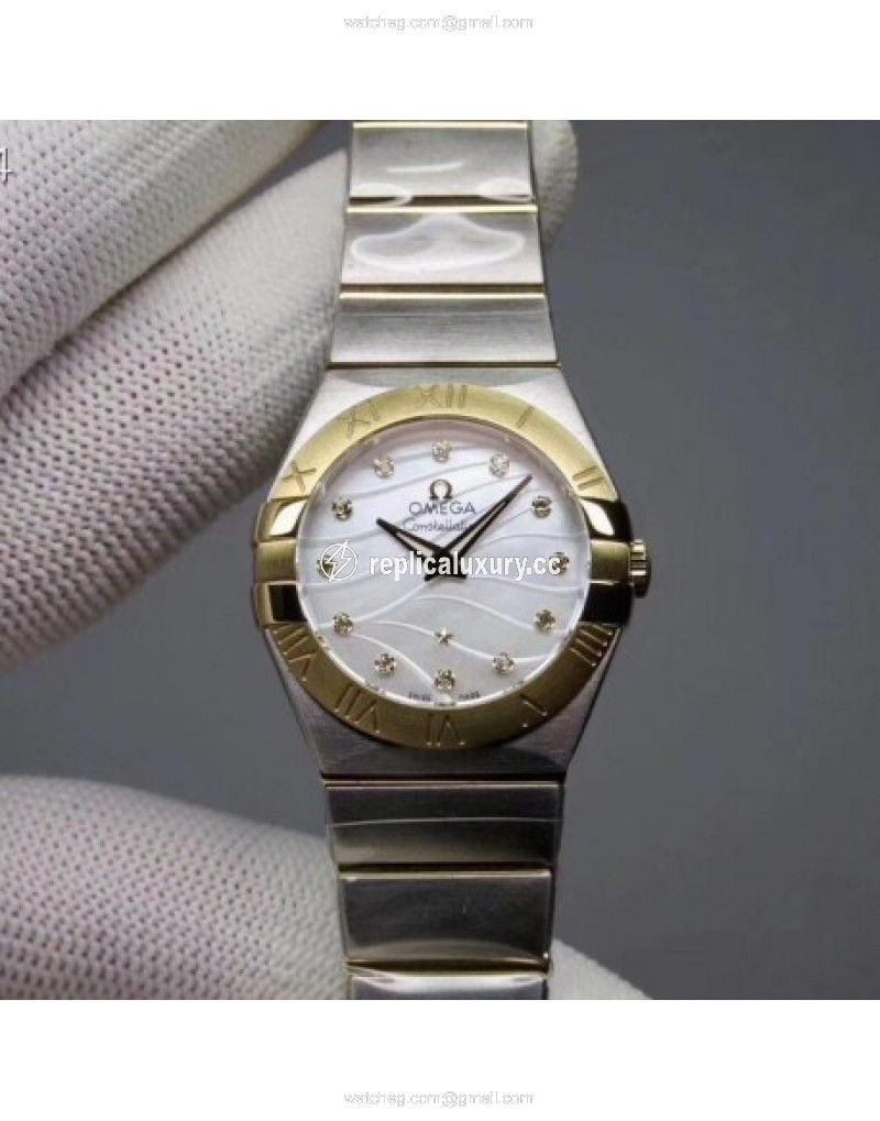 Omega Constellation Quartz 27MM 123.20.27.60.55.008 Noob Stainless Steel & Yellow Gold Mother Of Pearl 