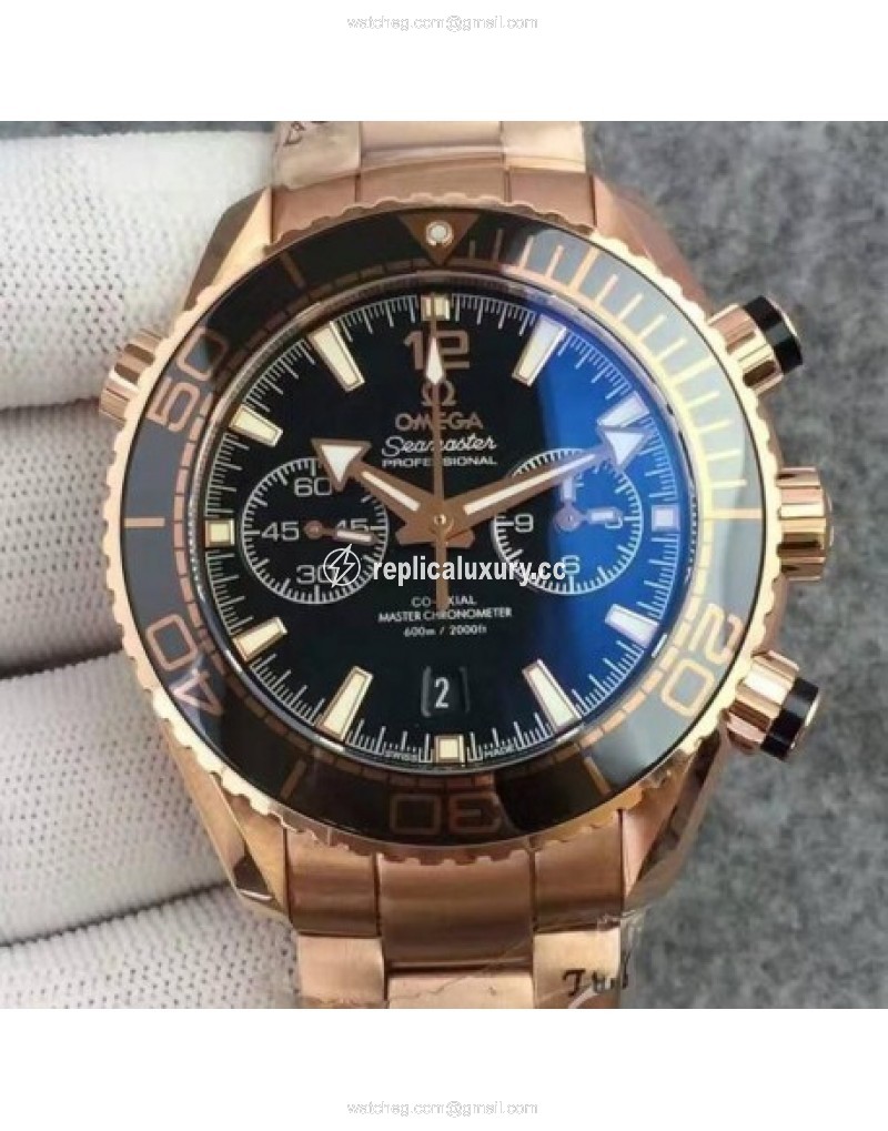 Omega Seamaster Planet Ocean 600M Chronograph Rose Gold Black 