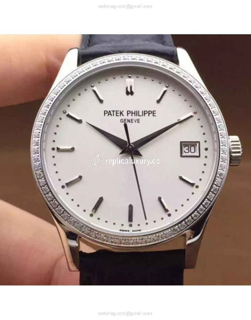Patek Philippe Calatrava 5296 Stainless Steel Diamonds Bezel Swiss 324SC