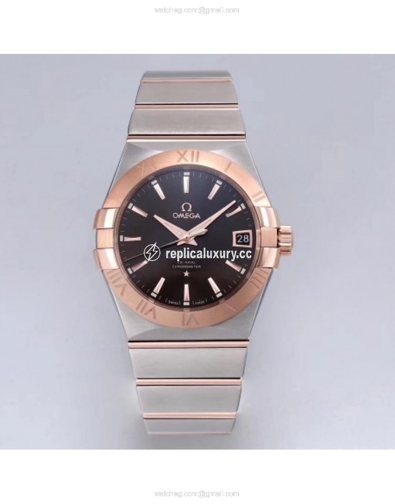 Omega Constellation 123.20.38.21.13.001 38MM VS Stainless Steel & Rose Gold Chocolate 