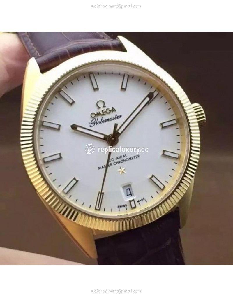 Omega Constellation Globemaster 39MM Yellow Gold White 