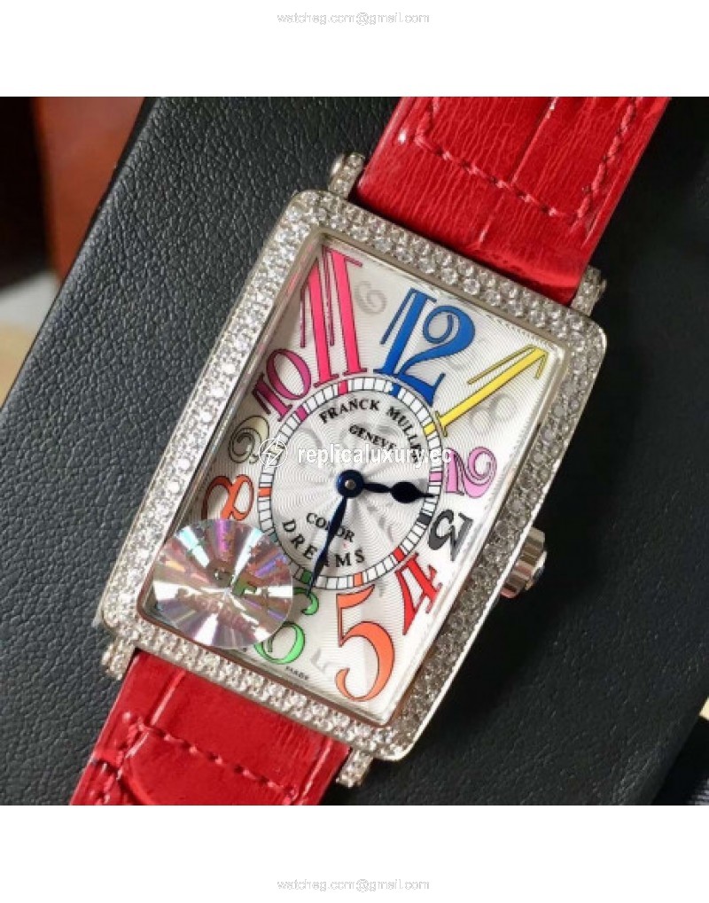 Franck Muller Ladies Long Island Color Dreams 1200 CH COL DRM D GF Stainless Steel & Diamonds Silver 