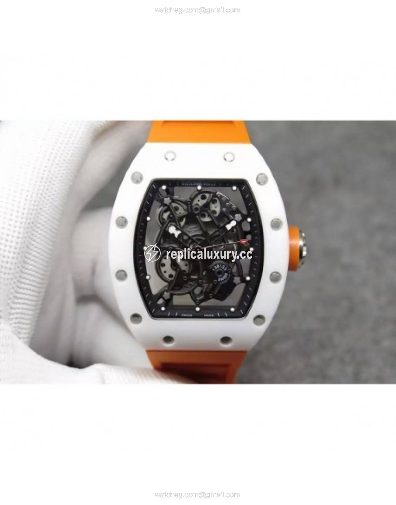 Richard Mille RM55 White Ceramic Black Skeleton 