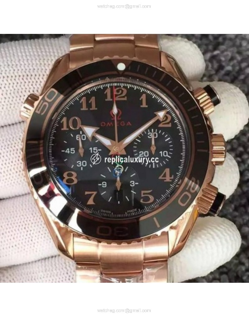 Omega Seamaster Planet Ocean Chronograph Olympics Rose Gold Black 