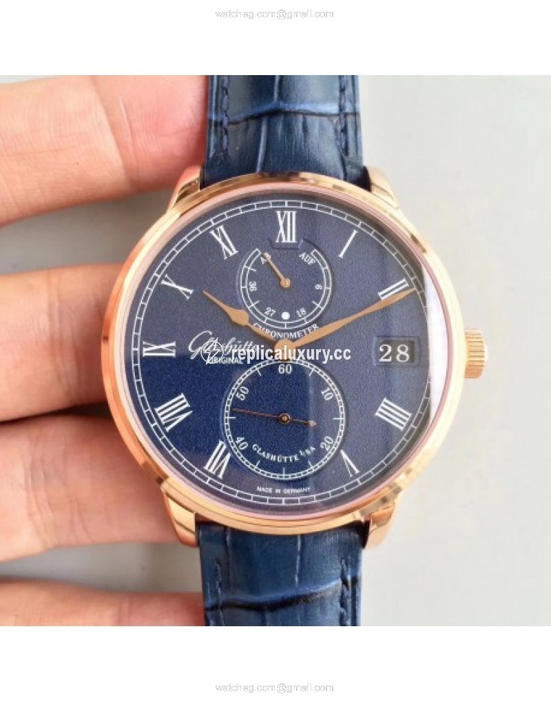 Glashutte Original Senator Chronometer 1-58-01-01-01-04 Noob Rose Gold Blue 