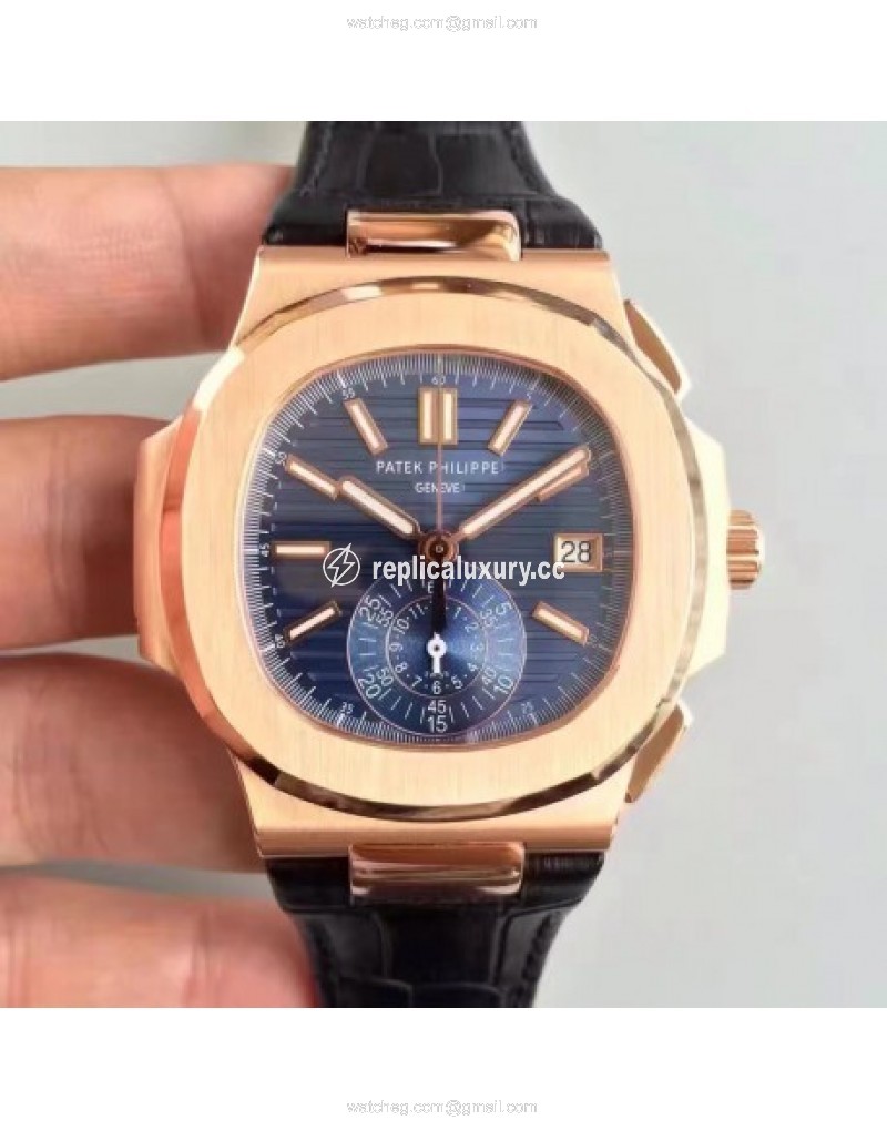 Patek Philippe Nautilus Chronograph 5980R JF Rose Gold Blue 