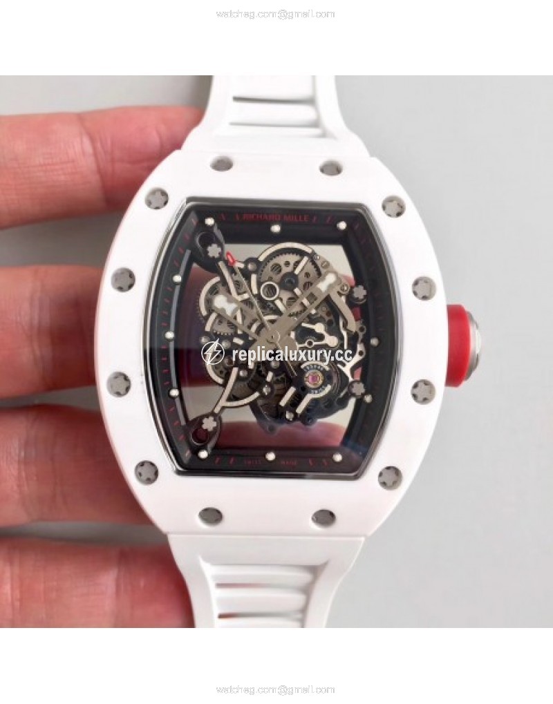 Richard Mille RM55 KV White Ceramic Black Skeleton 
