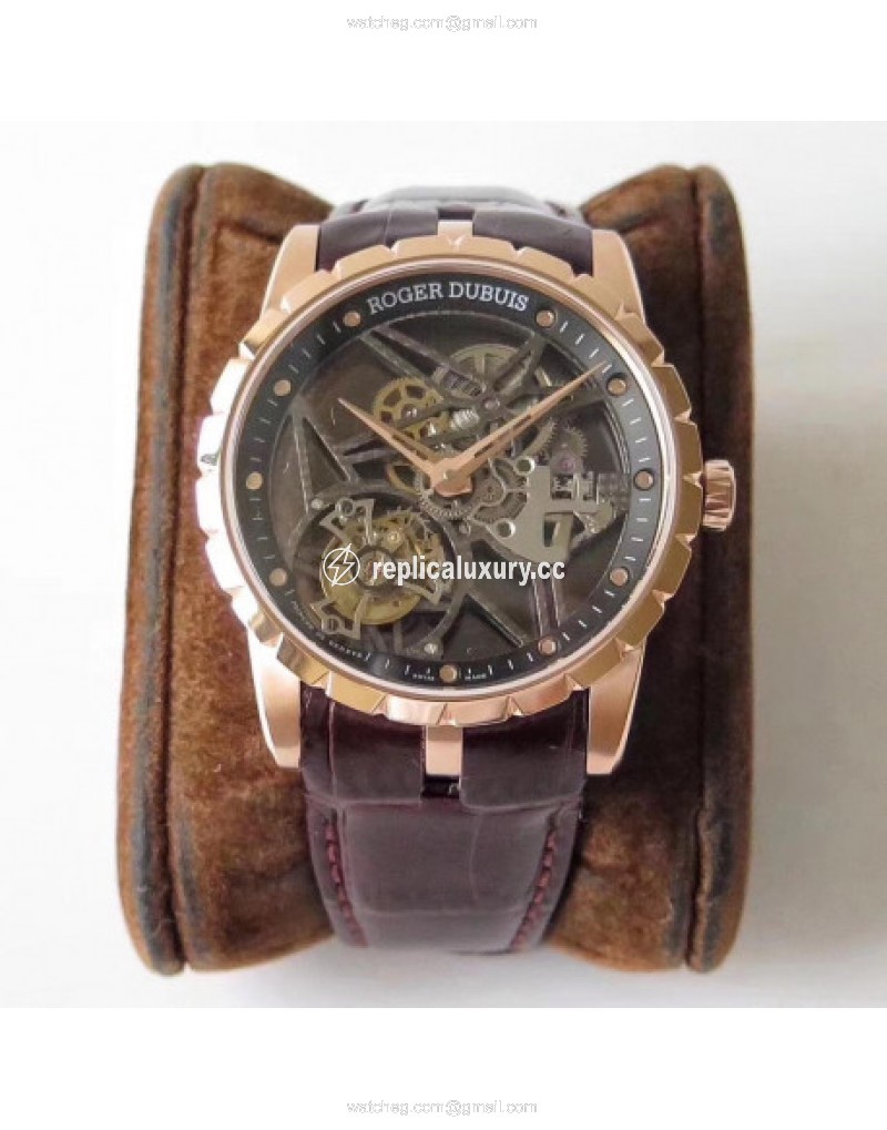 Roger Dubuis Excalibur Skeleton Flying Tourbillon RDDBEX0392 BBR Rose Gold Skeleton 