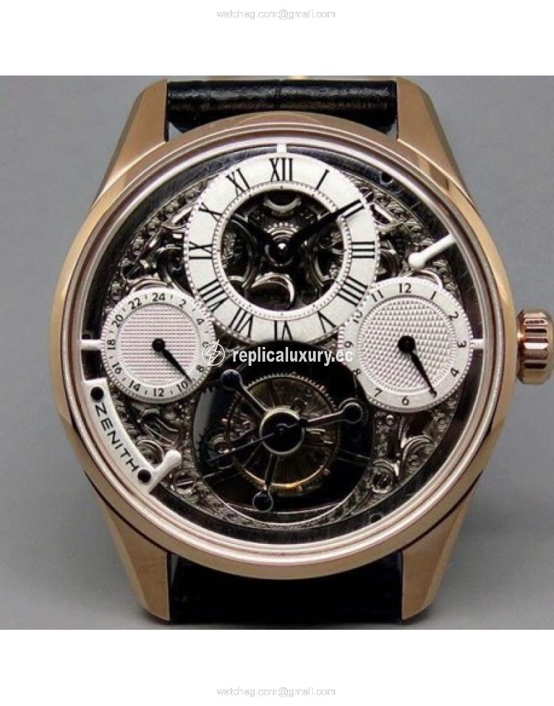 Zenith EP Calender Skeleton Tourbillon RG/LE White Swiss Tourbillon