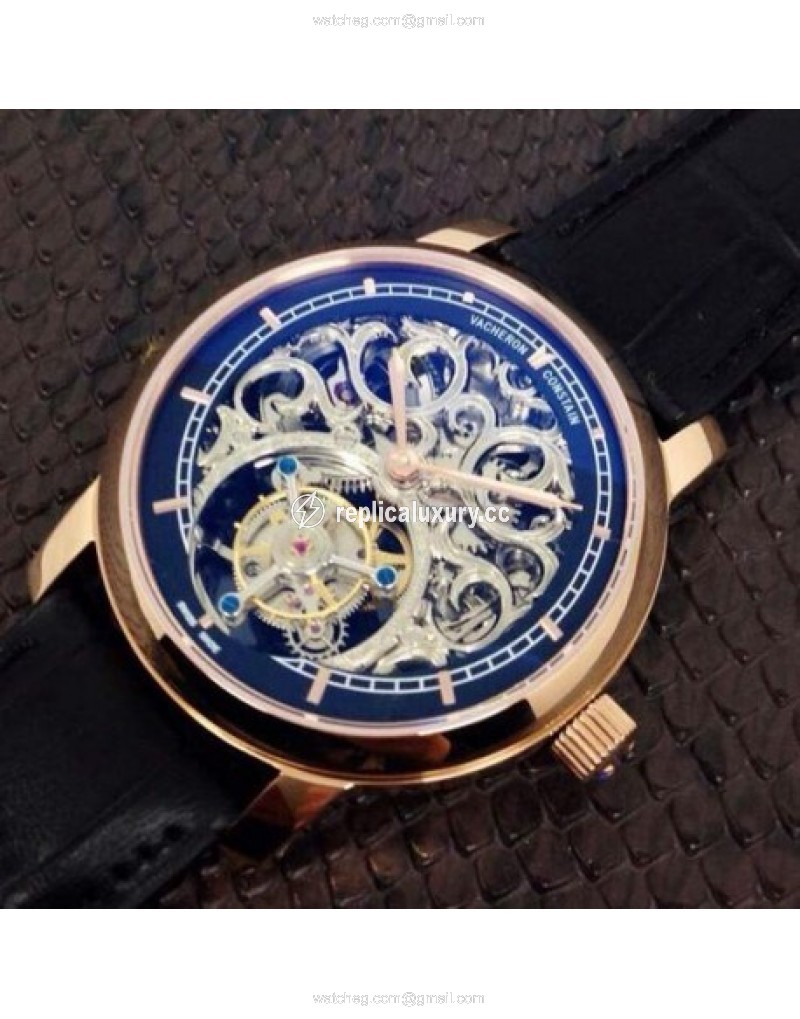 Vacheron Constantin Patrimony Tourbillon Rose Gold Skeleton & Black 